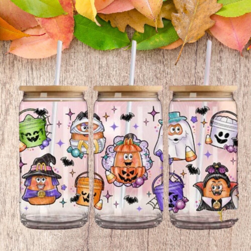 Set of 3 - 16 oz Glass Halloween Tumblers